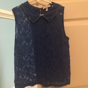 Blue lace blouse